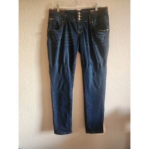 L.A Idol Womens Sexy Leopard Trim Straight Leg Jeans Sz13